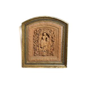 Bas-relief en bois signé Rousset