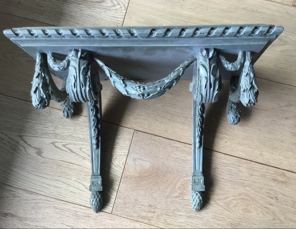 Petite Console De Style Louis XVI En Bois Laqué Vert D’eau -photo-7