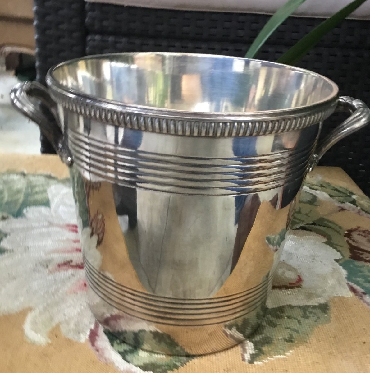 Champagne Bucket In Silver Metal-photo-3