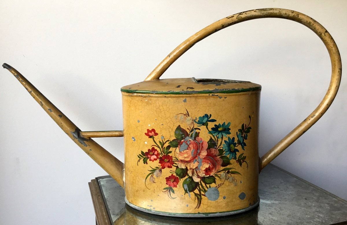 Watering Can In Painted Sheet Metal, Napoleon III Period