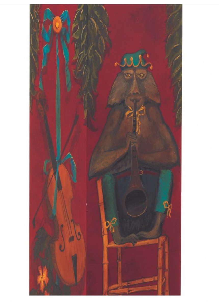 Column, Painted Sheath Decorated With Musical Instruments And Monkey-photo-8
