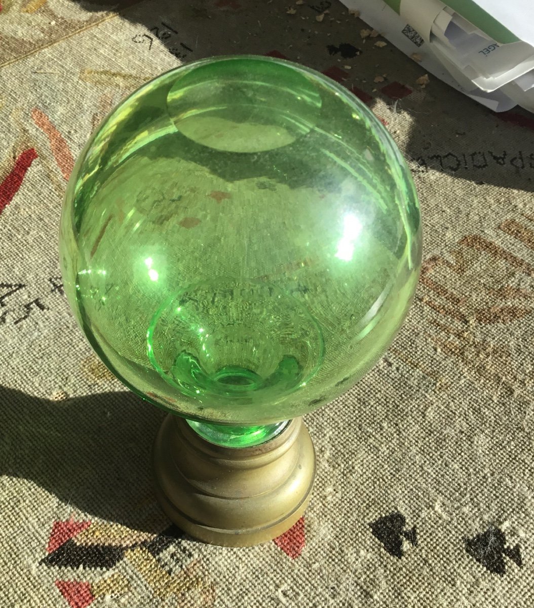 Boule D’escalier Lisse En Cristal Vert Anis-photo-2