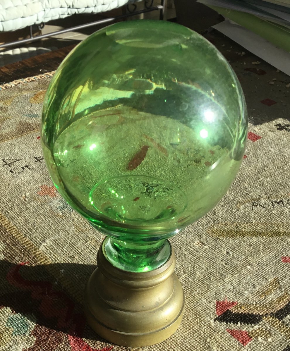 Boule D’escalier Lisse En Cristal Vert Anis-photo-7