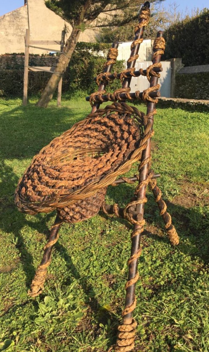 Art Populaire, Curieuse Jardinière Bambou, XXème-photo-2