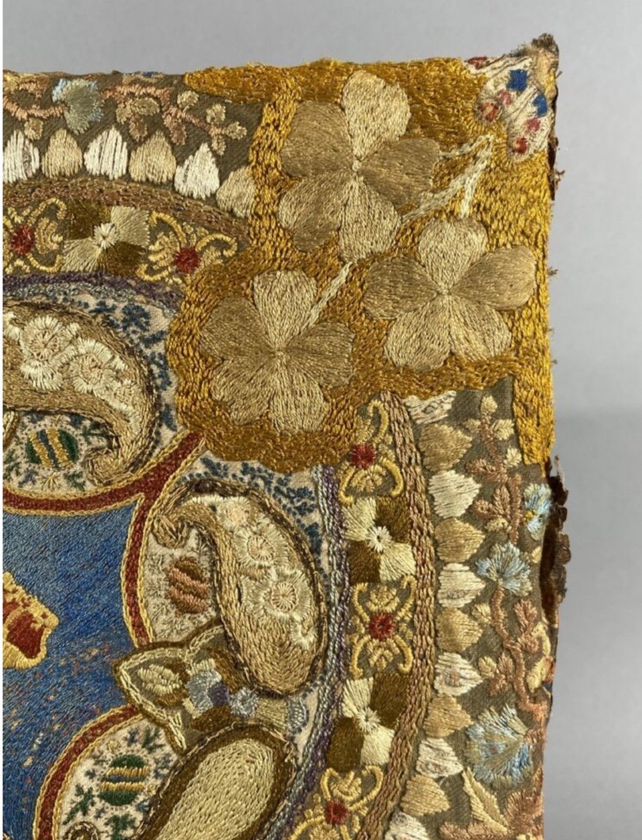 Embroidery, Decorated With The Plumet Of The Prince Of Wales And The Imperial Crown. Late 19th Century-photo-3