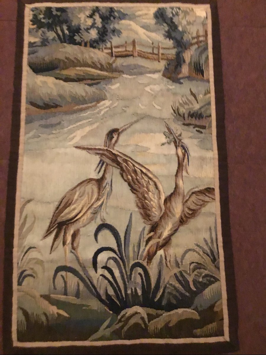 Aubusson, Fragment Of Tapestry, The Herons And The Frog-photo-4