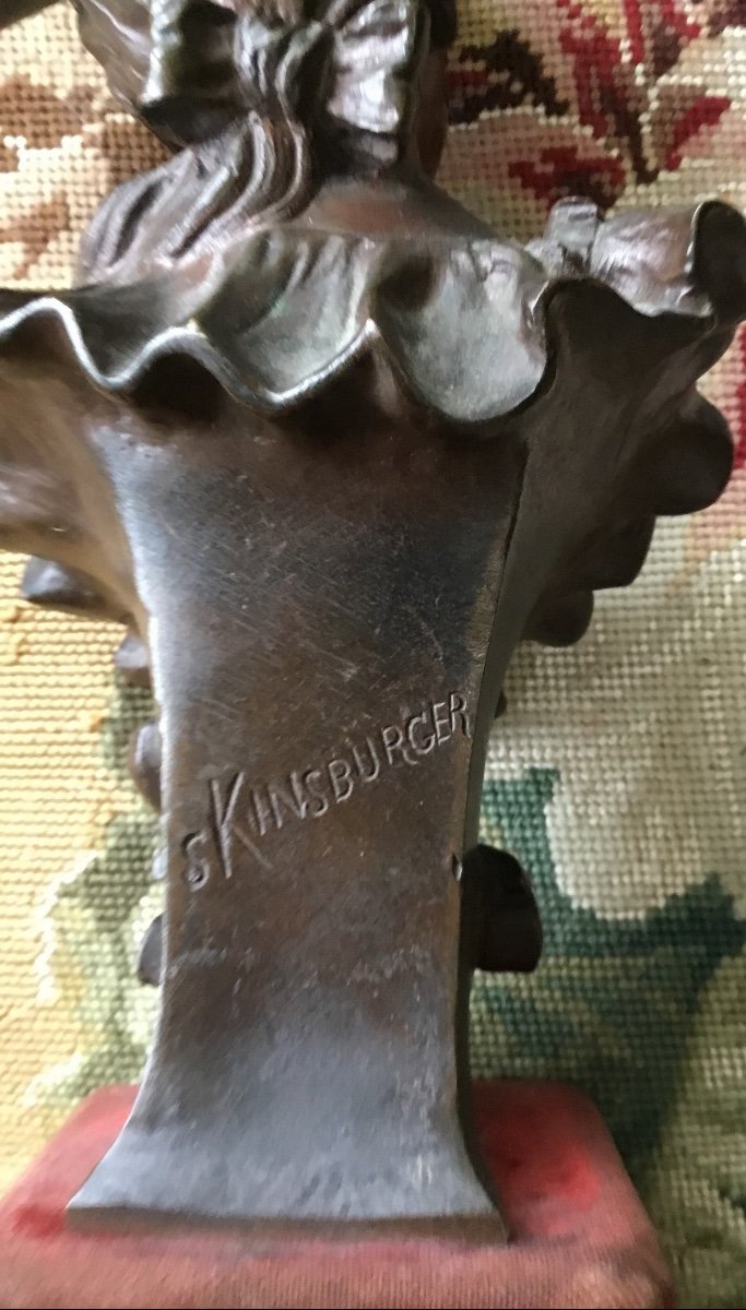 Bronze Buste De Jeune Femme  De Sylvain Kinsburger (1855-1935)-photo-2