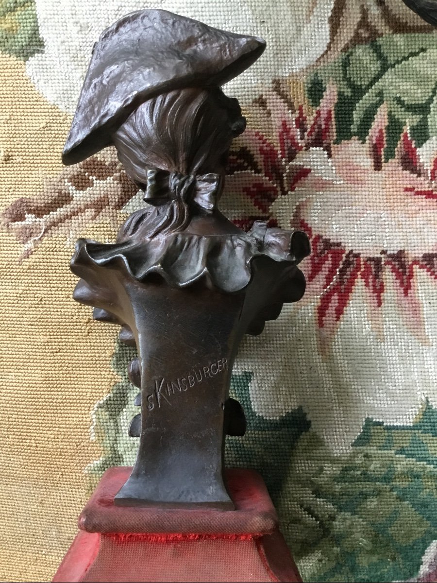 Bronze Buste De Jeune Femme  De Sylvain Kinsburger (1855-1935)-photo-2