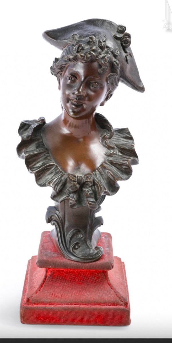 Bronze Buste De Jeune Femme  De Sylvain Kinsburger (1855-1935)