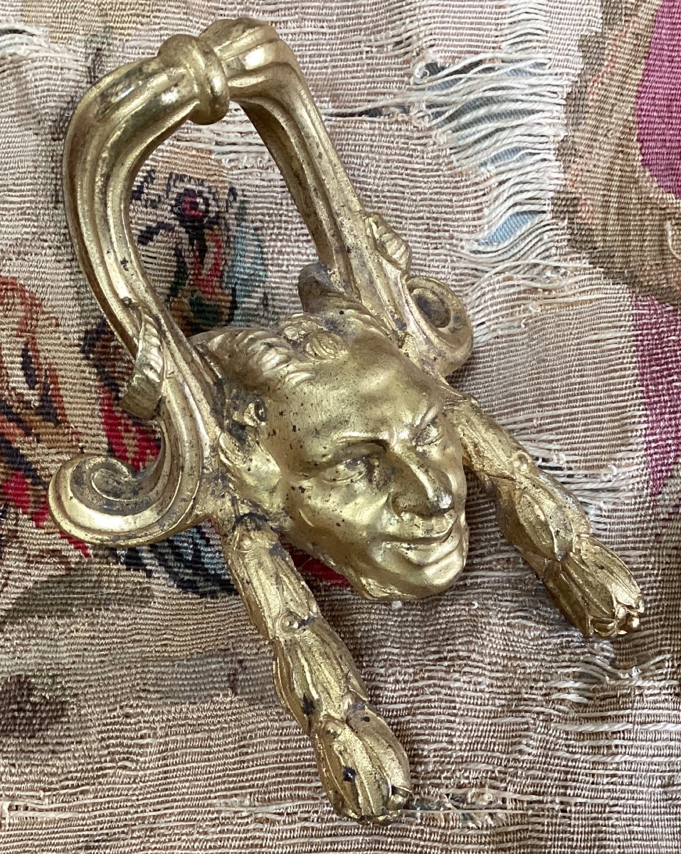 Tête De Satire riant, Bronze D’ameublement, poignée de tirage 