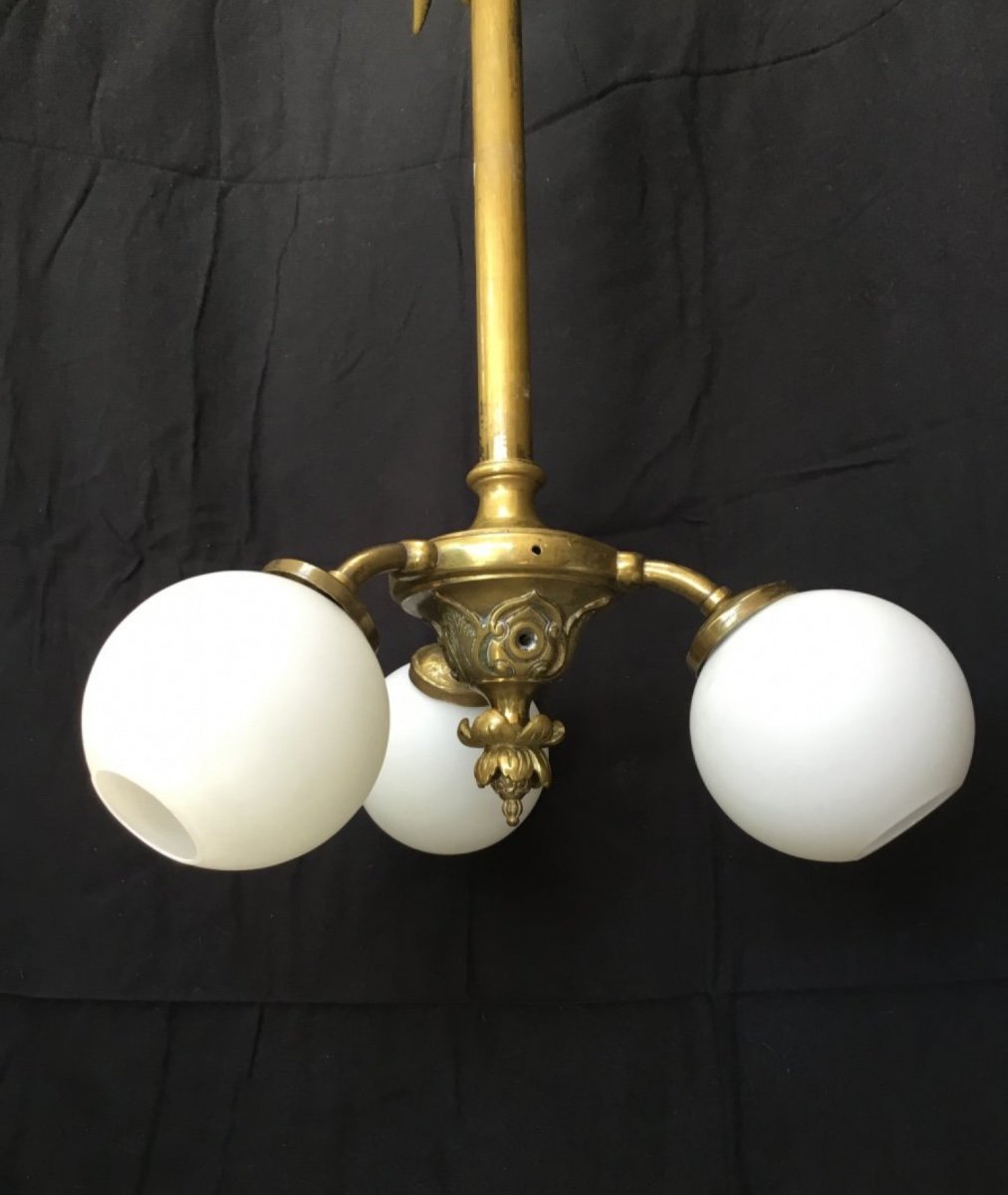 Large Stairwell Chandelier (148 Cm) In Gilt Bronze, Nap III-photo-7