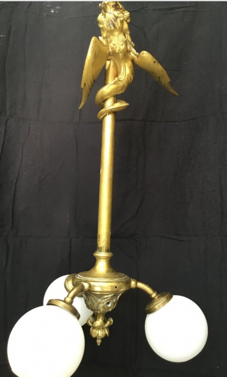 Large Stairwell Chandelier (148 Cm) In Gilt Bronze, Nap III