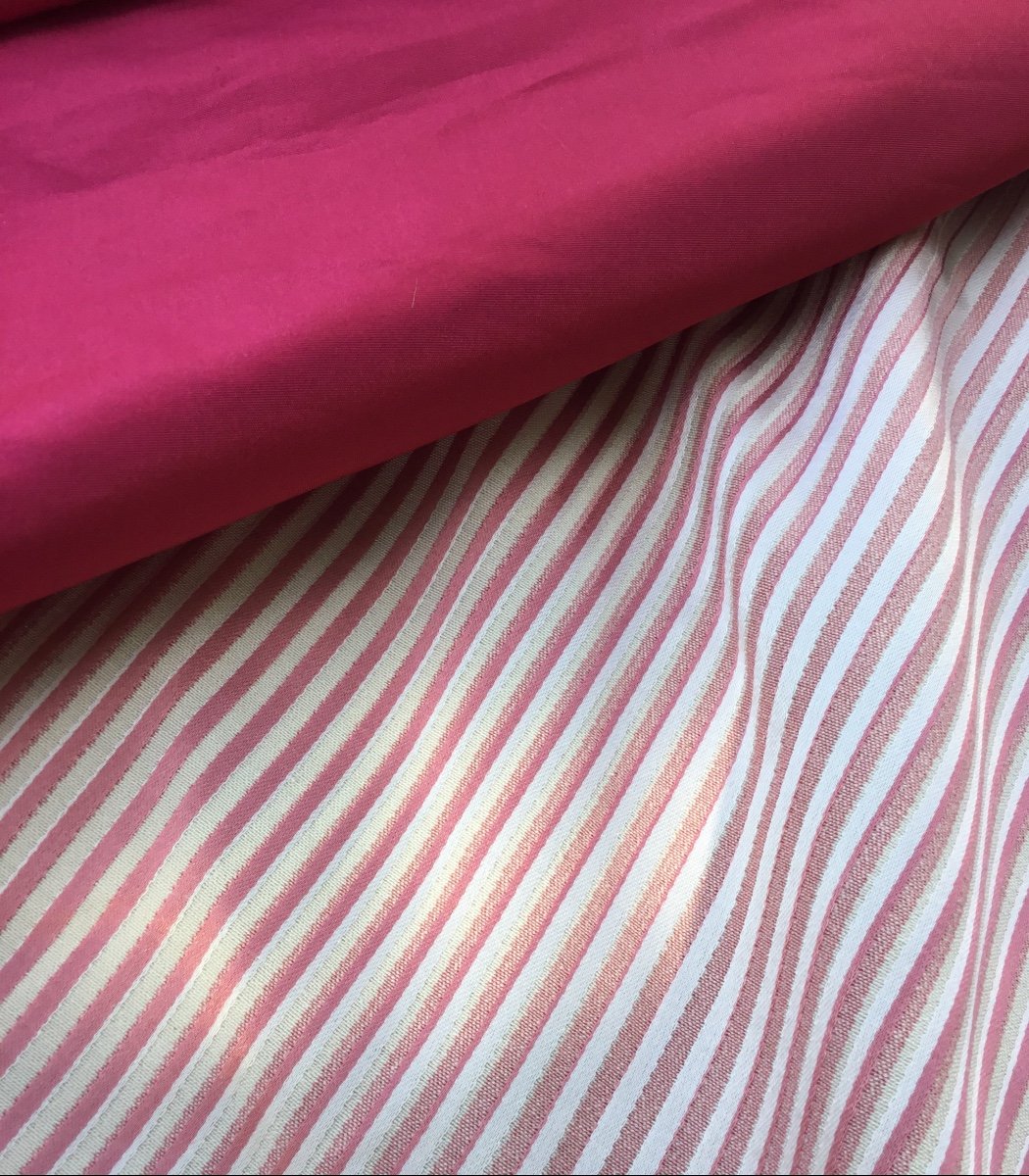 The Pair Double Pink, Cream And Fustian Curtains, Iridescent (2 Pairs Available)
