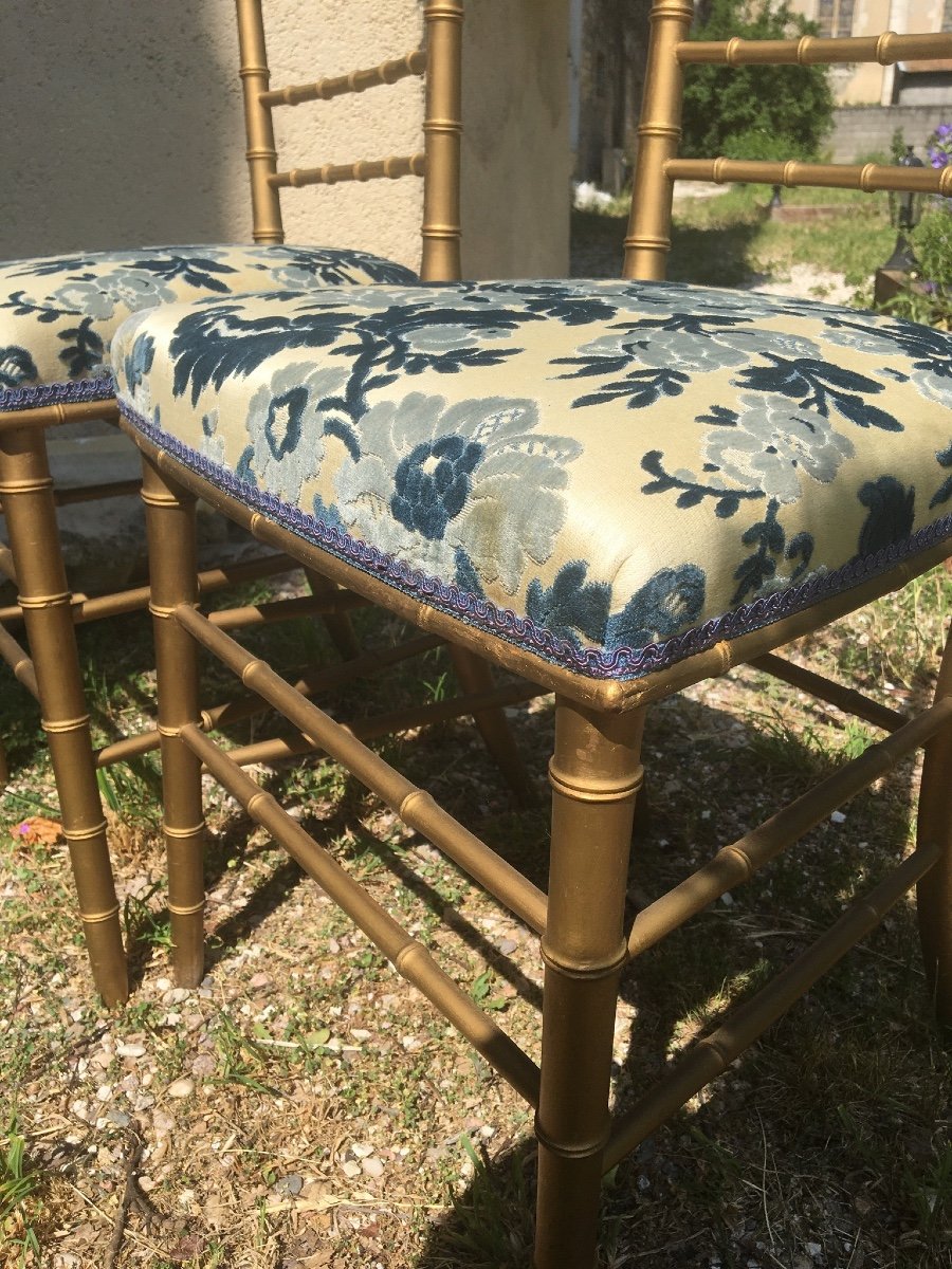 Pair Of Fine And Gilded Napoleon III Chairs Decorated With Stars-photo-7