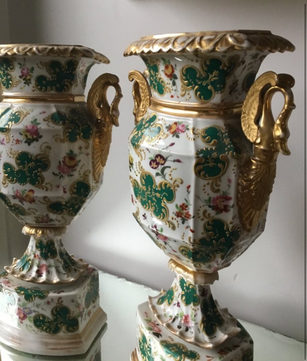 Paire De Vases Porcelaine De Paris , époque Charles X-photo-2