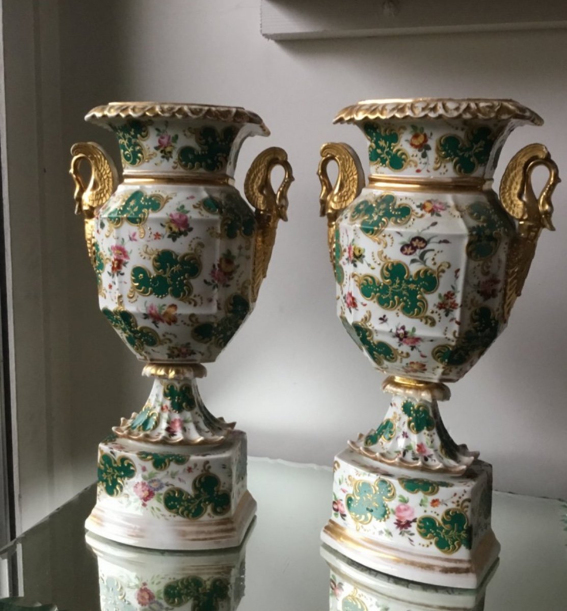 Paire De Vases Porcelaine De Paris , époque Charles X-photo-3