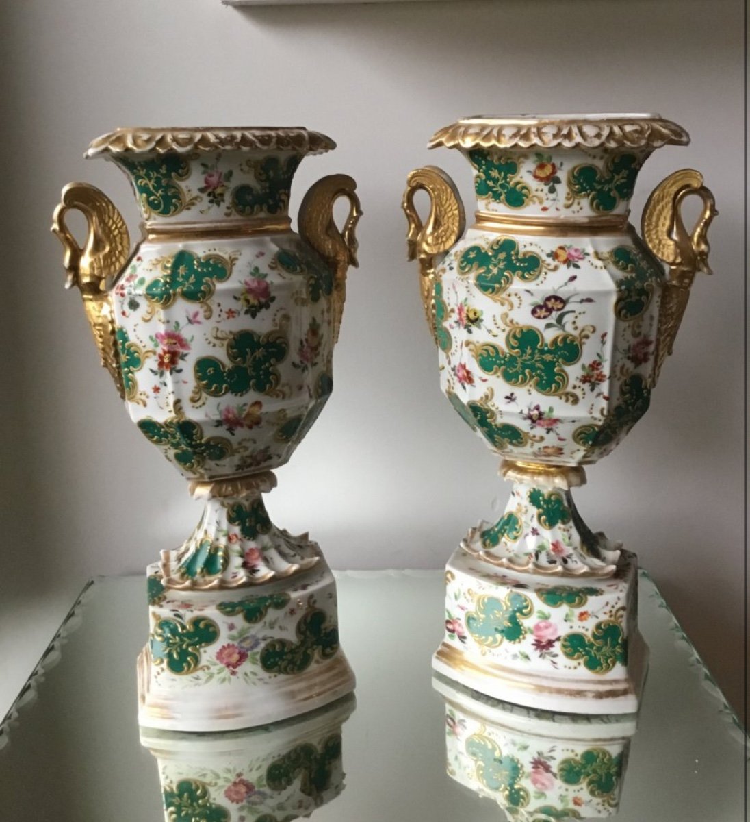 Paire De Vases Porcelaine De Paris , époque Charles X-photo-2