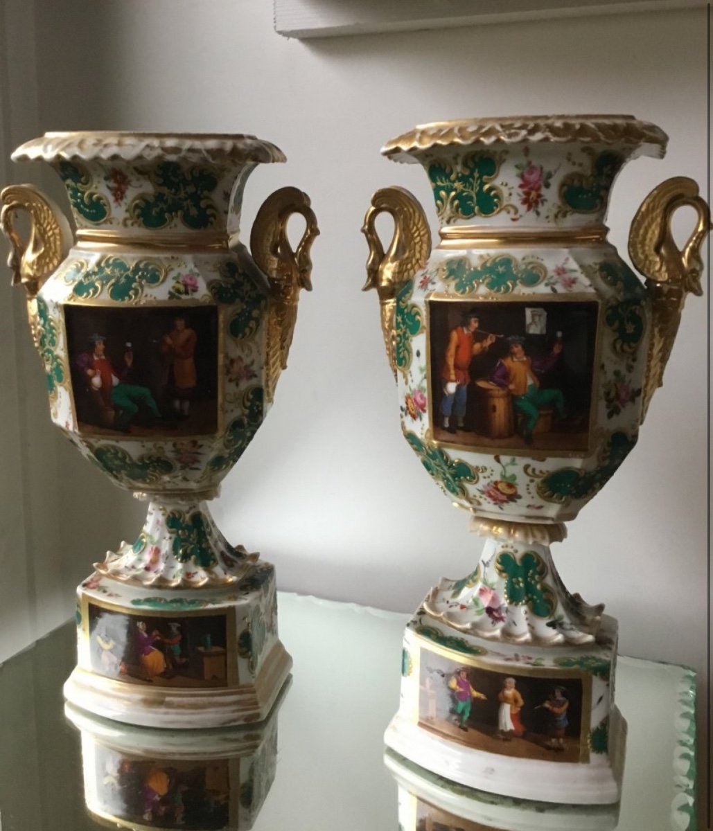 Paire De Vases Porcelaine De Paris , époque Charles X-photo-4
