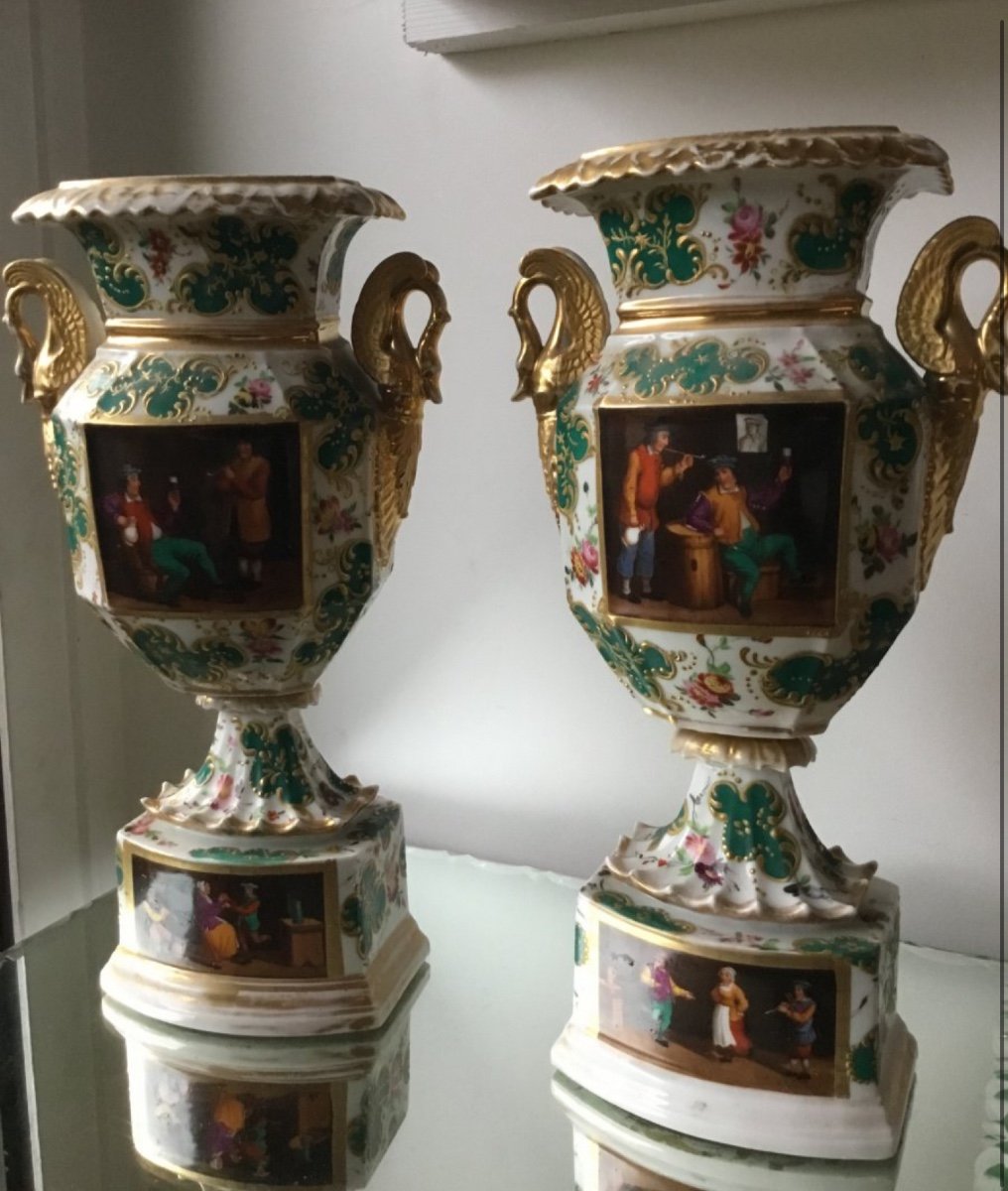 Paire De Vases Porcelaine De Paris , époque Charles X-photo-5