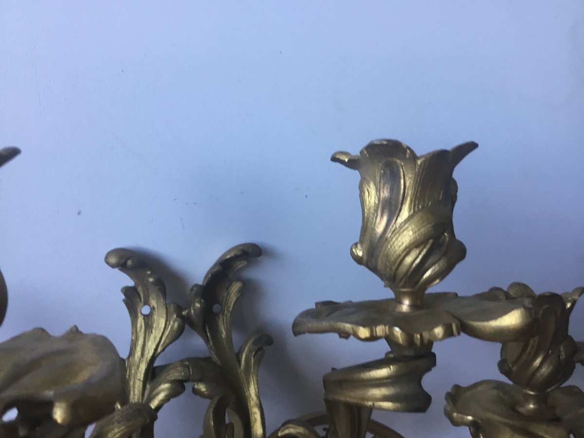 Paire D’imposantes Appliques Rocaille En Bronze, Style Louis XV  43 cm-photo-3