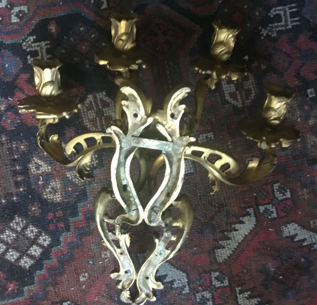 Pair Of Imposing Rocaille Sconces In Bronze, Louis XV Style-photo-7