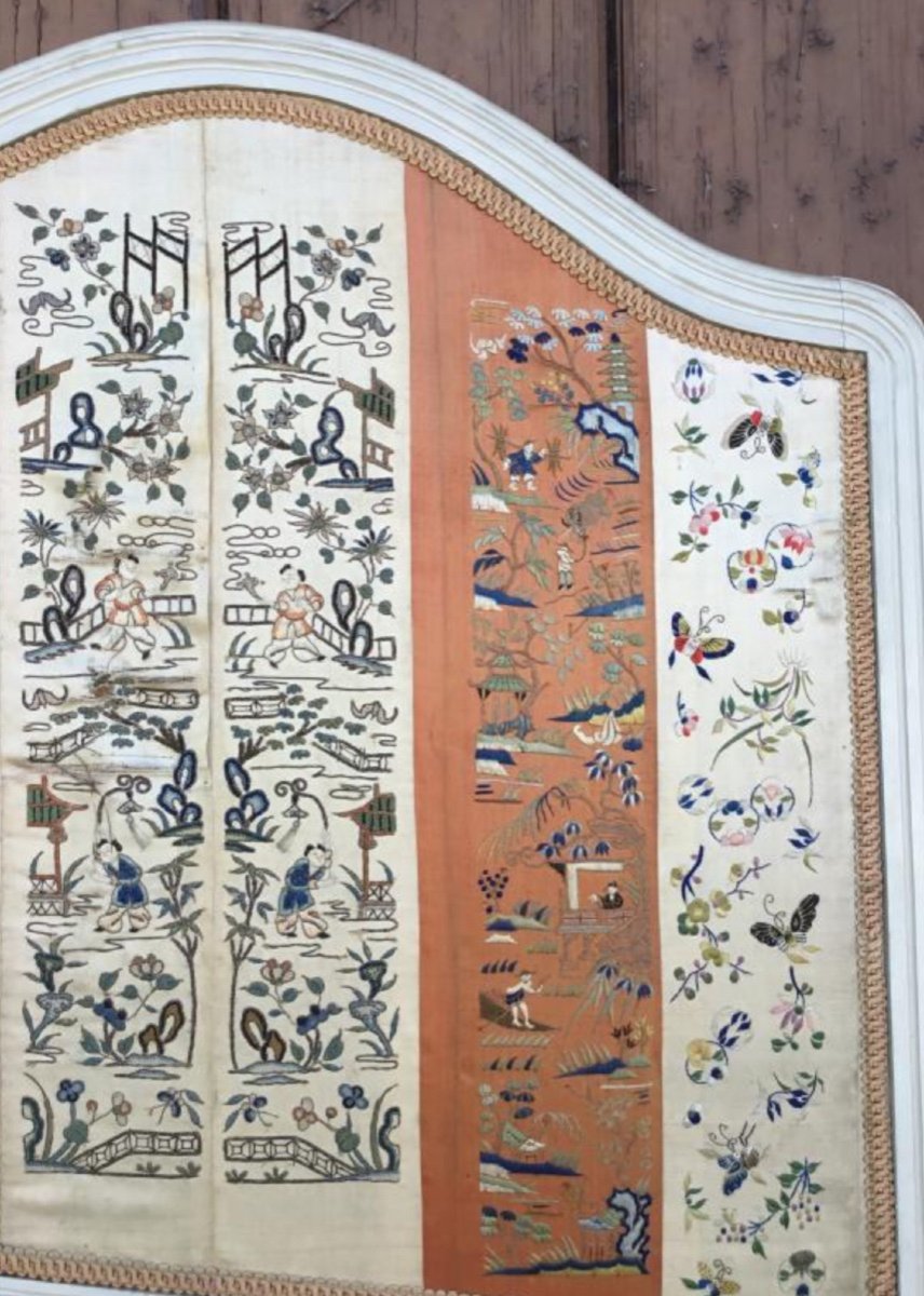 Panneaux De Boiserie  Ornés De Fines Broderies Chinoises-photo-5