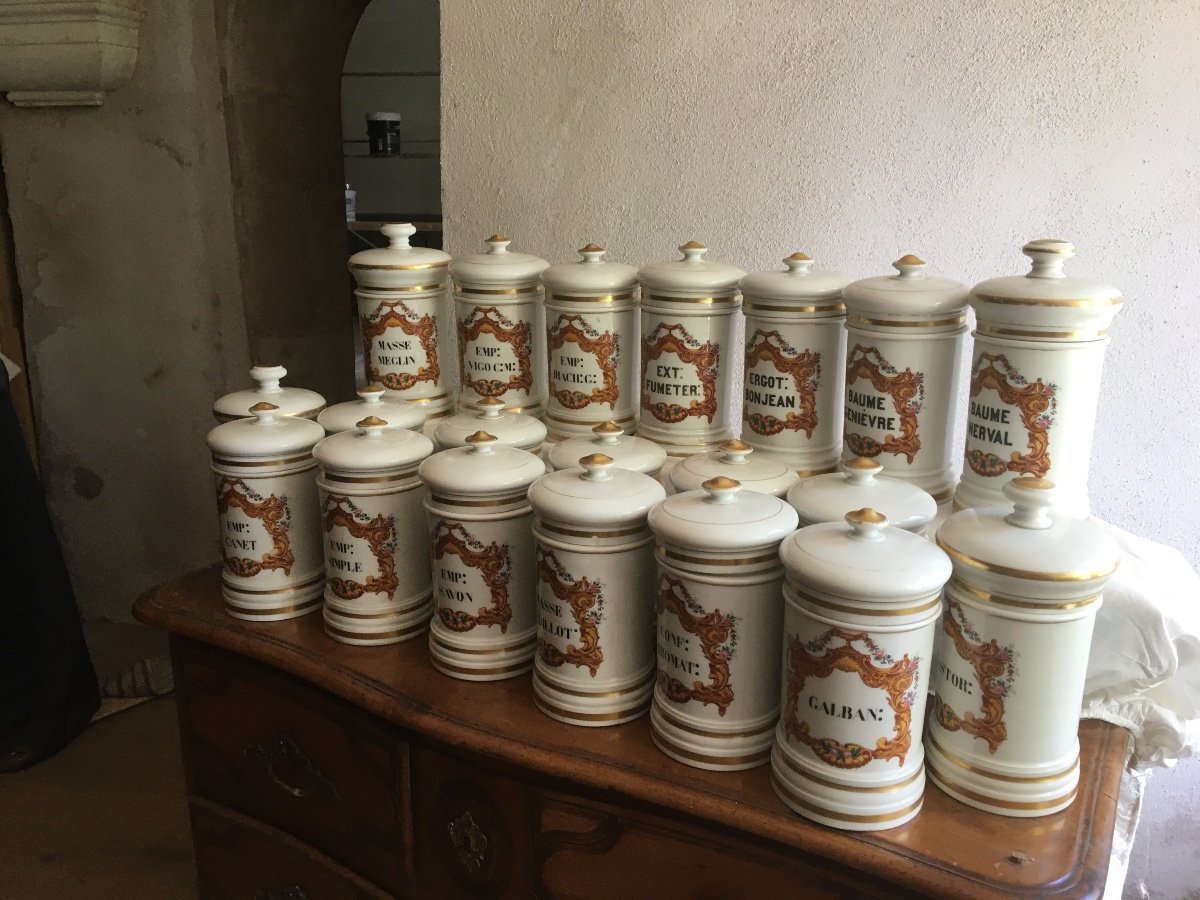 Collection Of 20 Faience Pharmacy Pots-photo-3