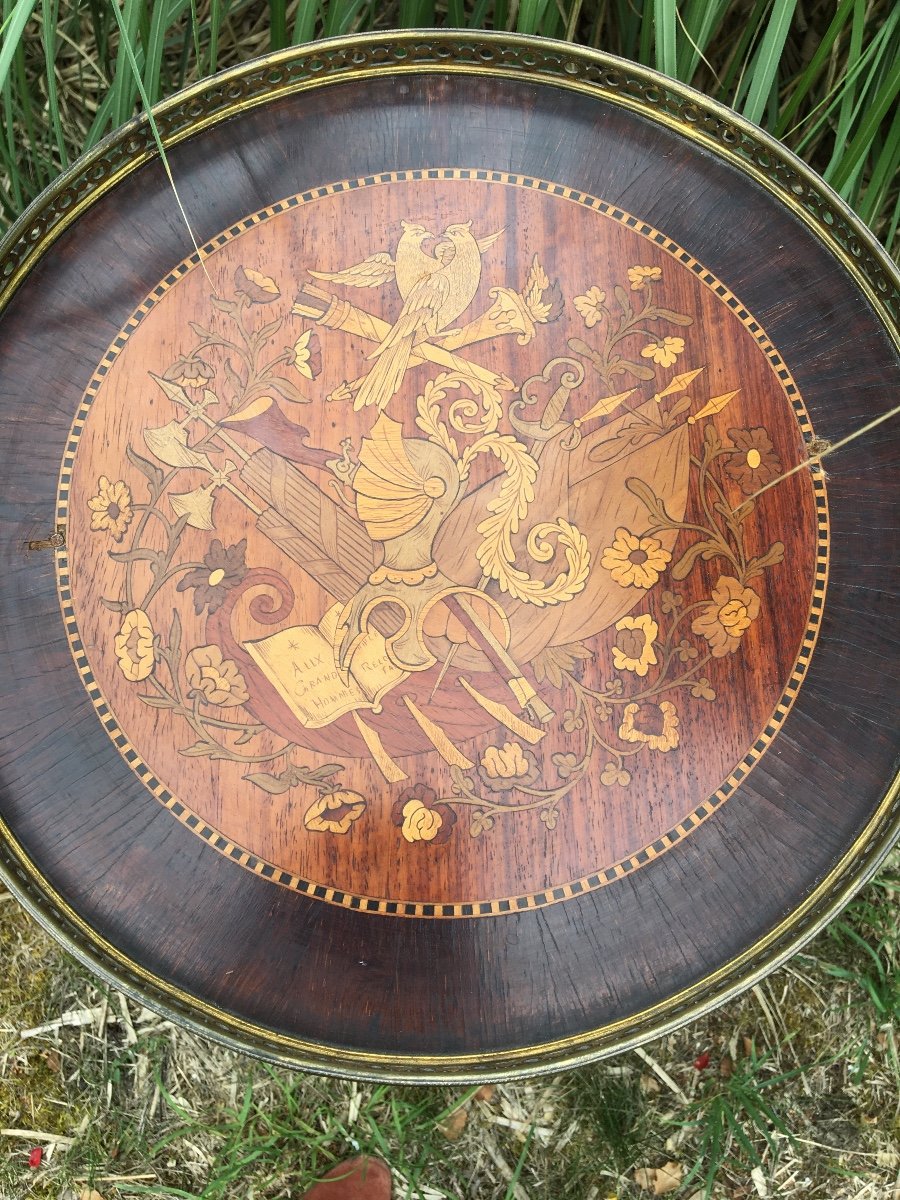 Drum Shaped Living Room Table Inlaid All Sides-photo-4
