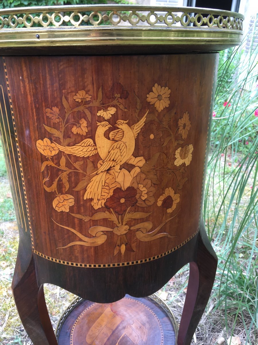 Drum Shaped Living Room Table Inlaid All Sides-photo-4