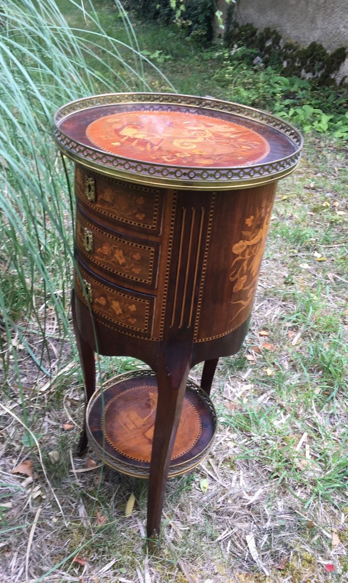Drum Shaped Living Room Table Inlaid All Sides-photo-5