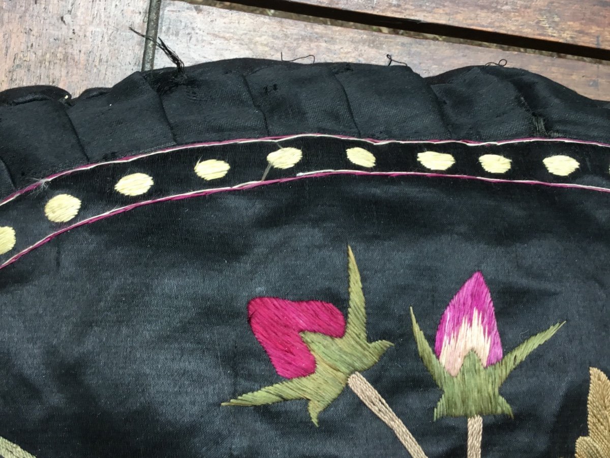 Embroidered Silk Cushion, Napoleon III Period-photo-6