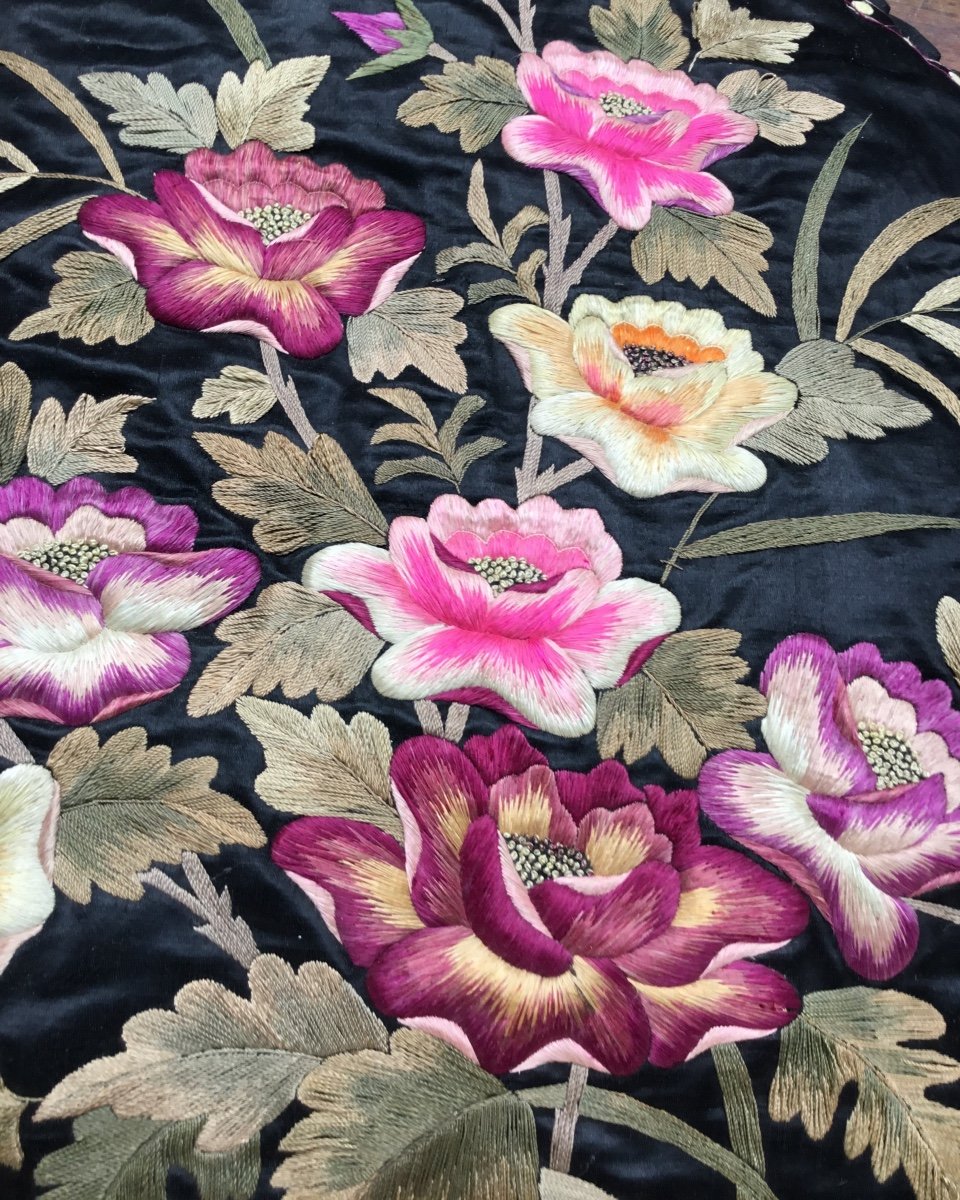 Embroidered Silk Cushion, Napoleon III Period-photo-7