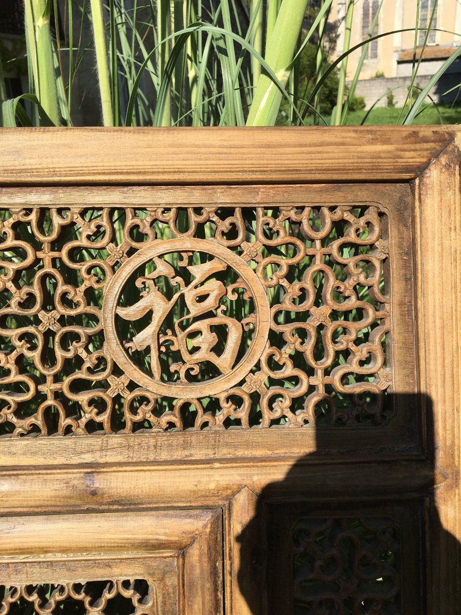 Cloison Et sa Fenêtre En Bois Sculpté , Chine -photo-1