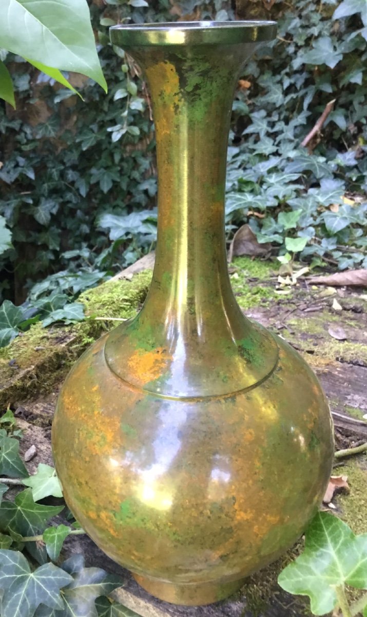 Japanese Vase In Patinated Bronze In Several Colors