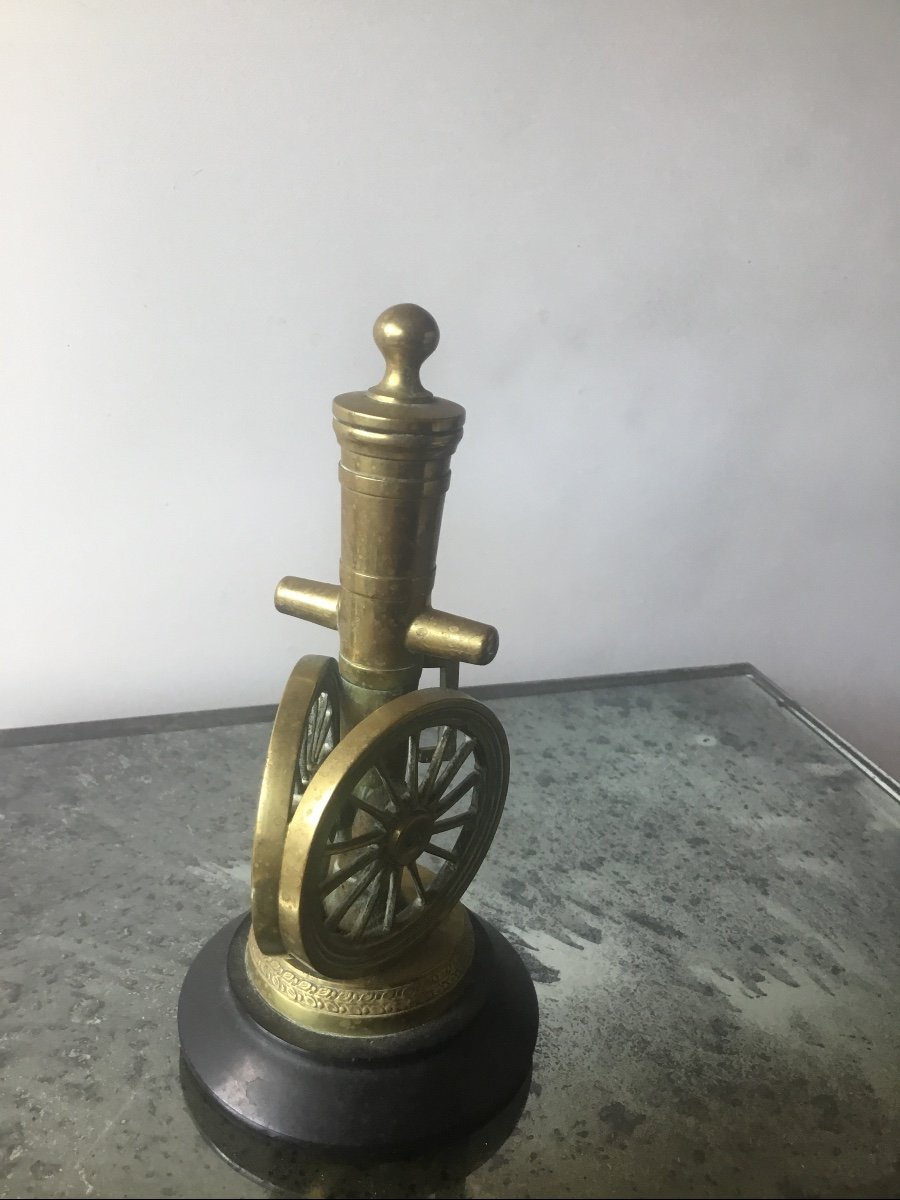Bronze Thermometer In The Form Of A Vertical Canon. 19th Century Period-photo-2