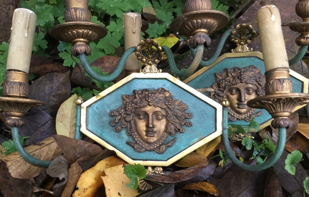 Pair Of Restoration Sconces With Three Patinas-photo-5