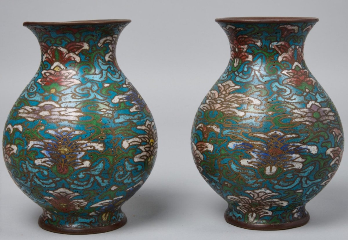 Pair Of Japanese Cloisonné Vases 