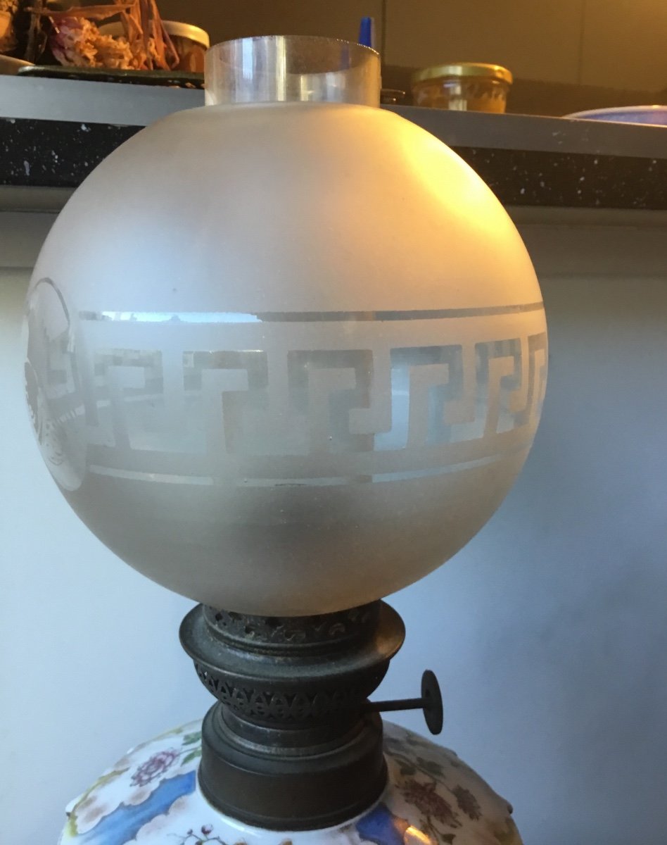 Lampe à Pétrole En Porcelaine Chinoiserie -photo-1
