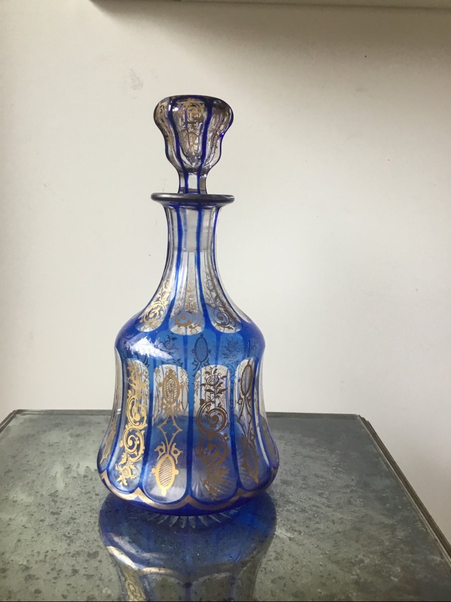 Blue And Gold Crystal Carafe-photo-2