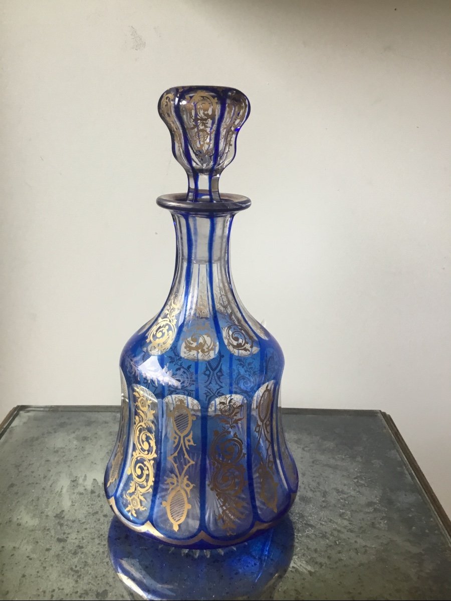 Blue And Gold Crystal Carafe-photo-3