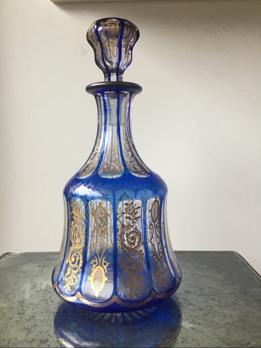 Blue And Gold Crystal Carafe-photo-1