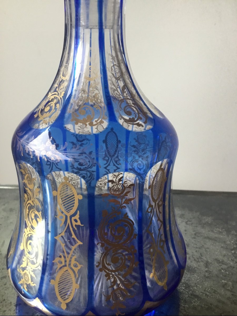 Blue And Gold Crystal Carafe-photo-3