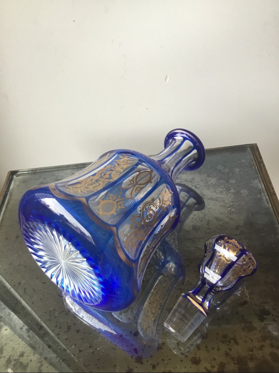 Blue And Gold Crystal Carafe-photo-5
