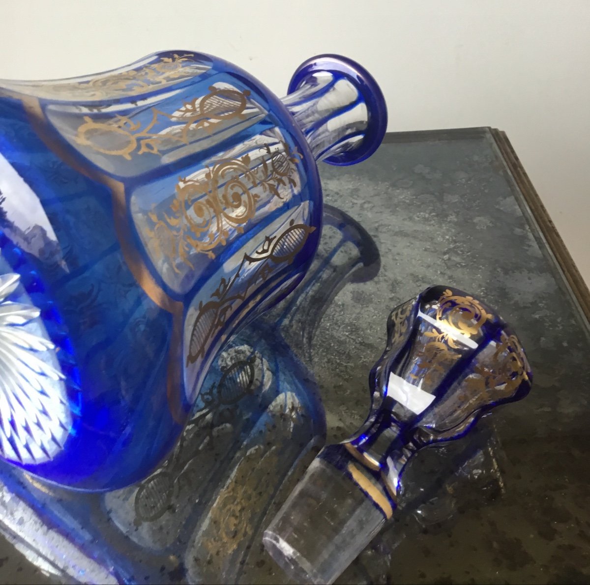 Blue And Gold Crystal Carafe-photo-6