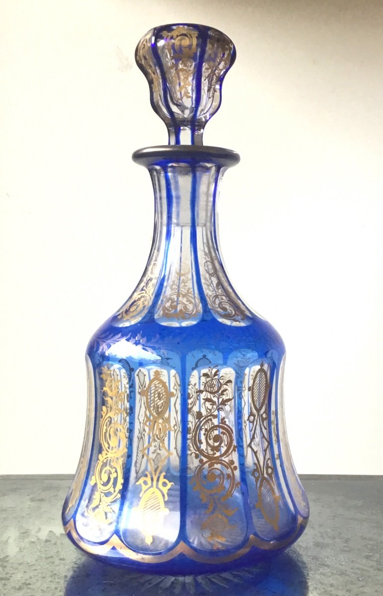Blue And Gold Crystal Carafe