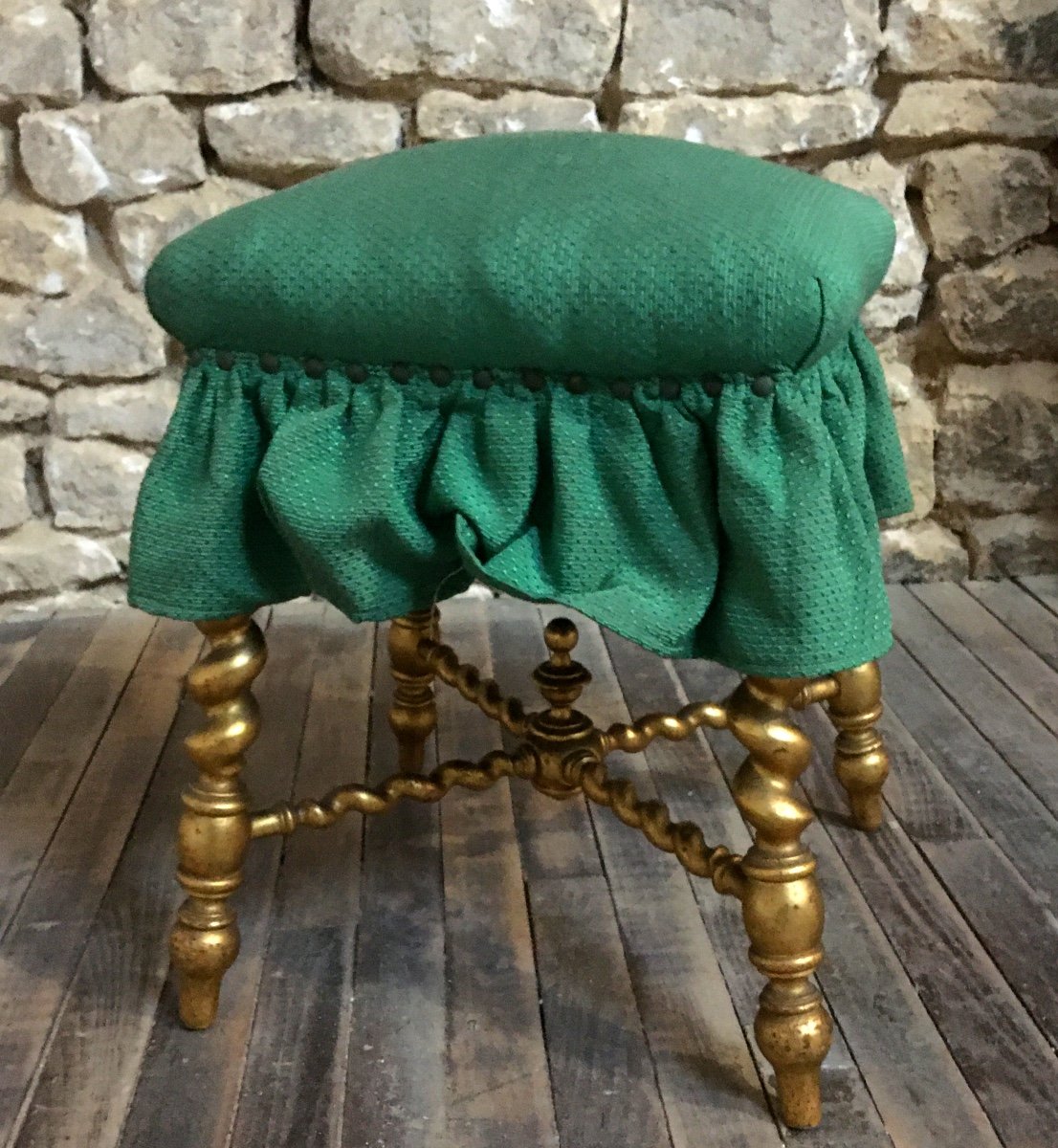 Tabouret En Bois Tourné Et  Doré, Napoleon III