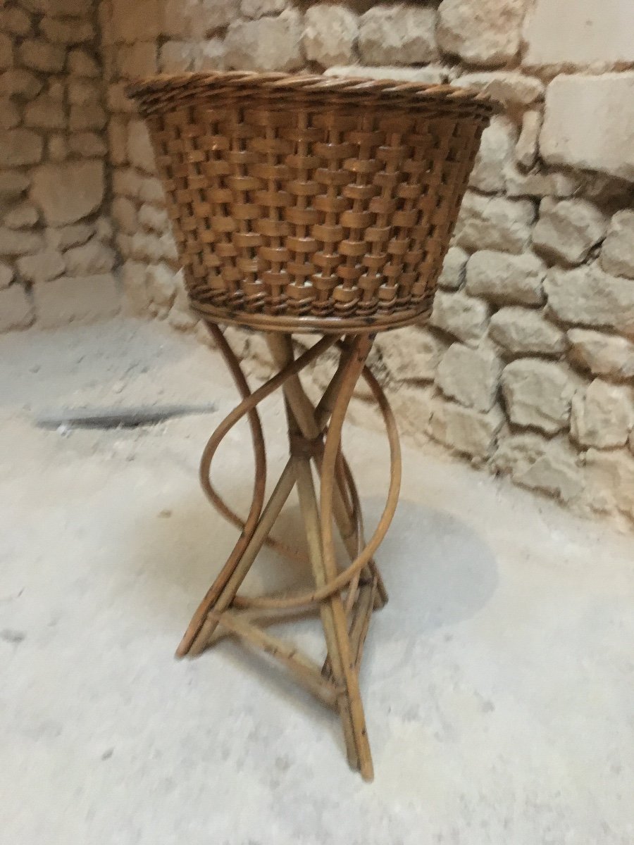 Jardiniere Sur Pied En Bambou et Rotin-photo-2