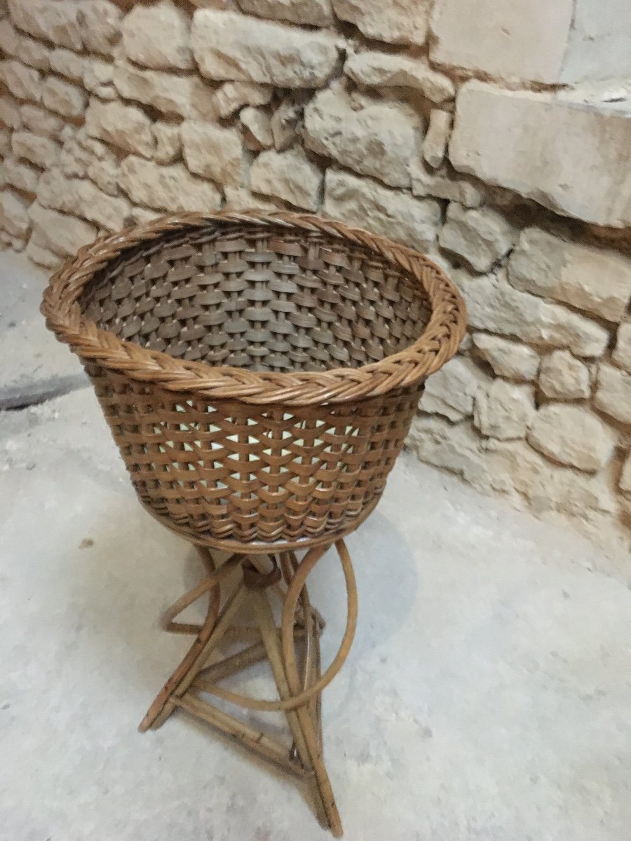 Jardiniere Sur Pied En Bambou et Rotin-photo-4