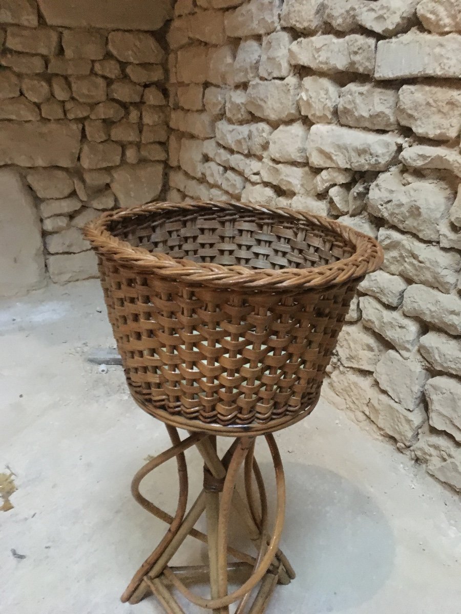 Jardiniere Sur Pied En Bambou et Rotin-photo-2
