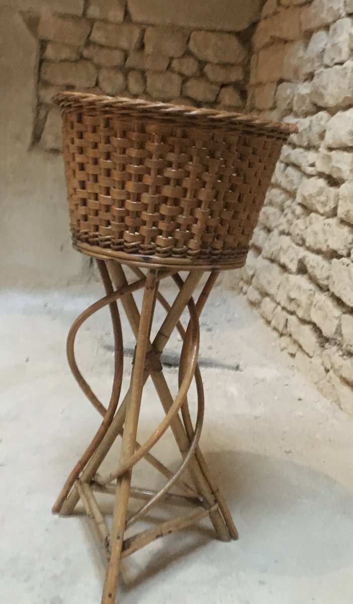 Jardiniere Sur Pied En Bambou et Rotin-photo-4